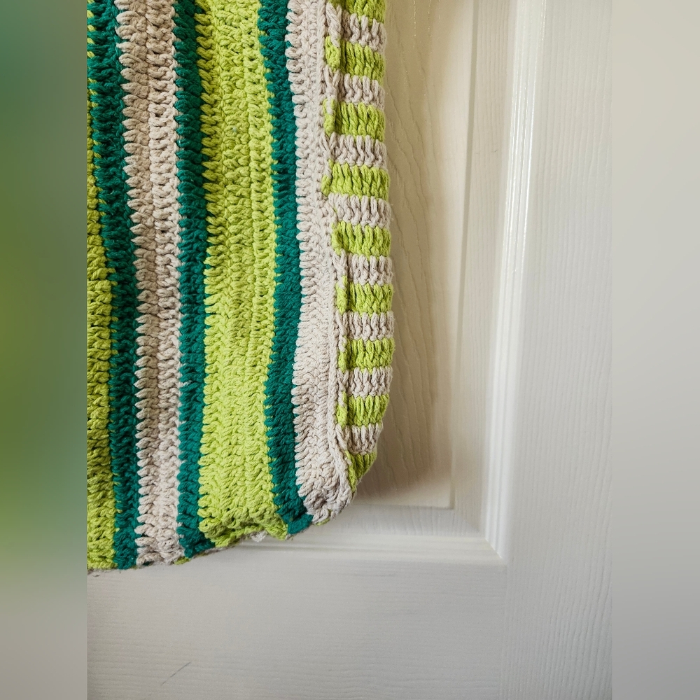 Universal Thread Striped Green and White Tote Bag - Picture 4 of 9